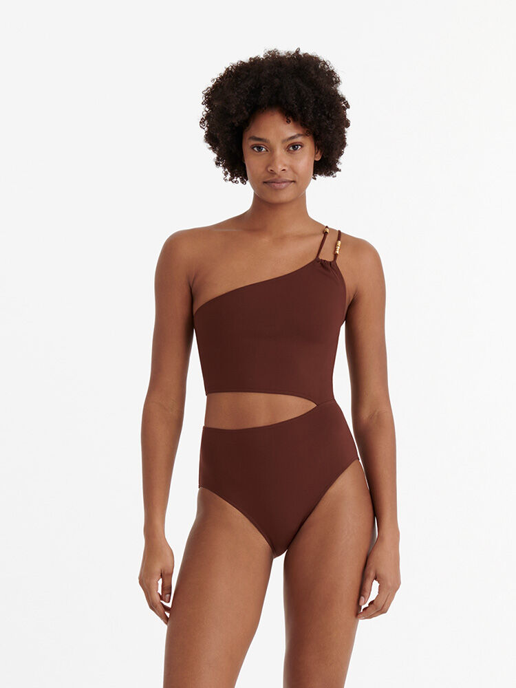 ワンピース水着 ERES Brown stretch nylon Numero swimsuit (012519 TORTUE) The Tortue colour